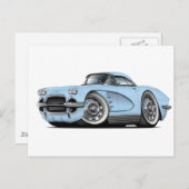 1962 Corvette Lt Blue Car Postkarte (Vorne/Hinten)