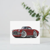 1962 Corvette Maroon Car Postkarte (Stehend Vorderseite)
