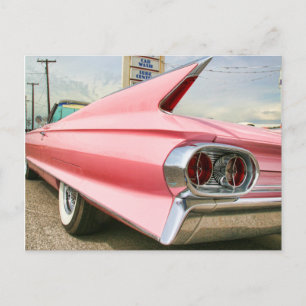 1962 rosa Cadillac Cabrio Postkarte