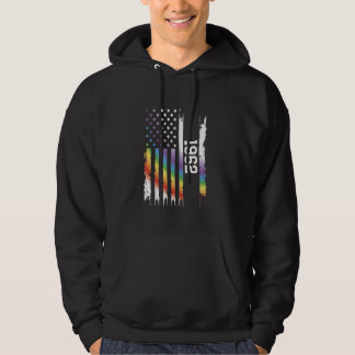 1962 Staaten Rainbow unter US-Flagge gestört Hoodie