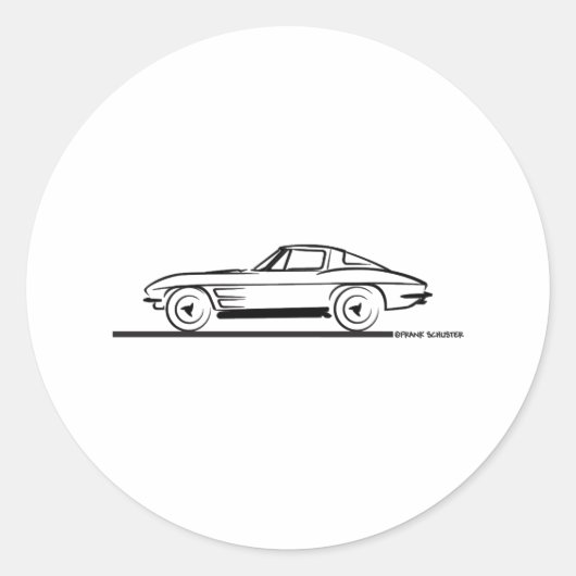 1963 Corvette Sting Ray Split Window Coupe Runder Aufkleber (Vorderseite)