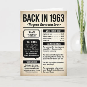 1963 Geburtstagskarte mit interessanten Fakten Karte