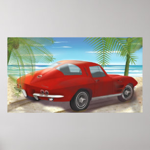 1963 Korvette-Strand-Szenen-Zeichnen Poster