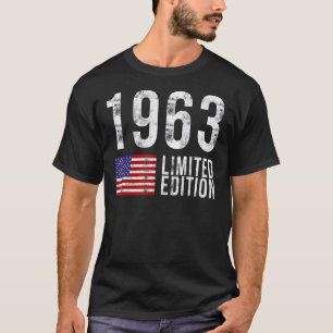 1963 Limited Edition USA Amerika mit Flagge Birthd T-Shirt