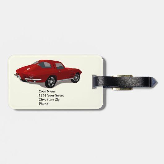 1963 Rot-KorvetteStingray Gepäckanhänger (Rückseite horizontal)