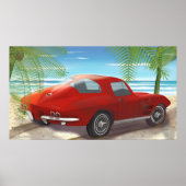 1963 Zeichnend Corvette Beach Scene Poster (Vorne)