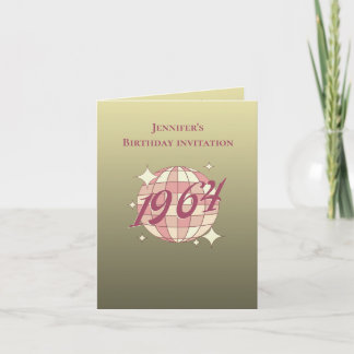1964 60. Geburtstag Retro Gold Rosa Einladung