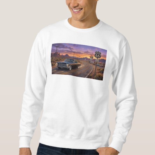 1964 Cadillac auf Route 66 Sweatshirt (Vorderseite)