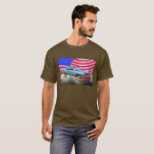 1964 Chevrolet Impala Auto und amerikanische Flagg T-Shirt (Vorne ganz)