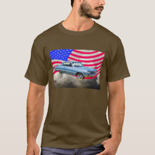 1964 Chevrolet Impala Auto und amerikanische Flagg T-Shirt