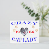 1964 Crazy Cat Lady Postkarte (Stehend Vorderseite)