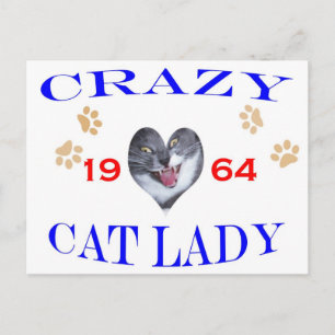 1964 Crazy Cat Lady Postkarte