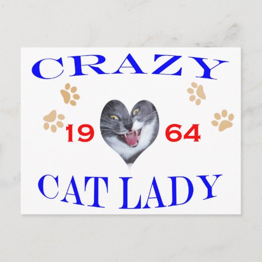 1964 Crazy Cat Lady Postkarte (Vorderseite)