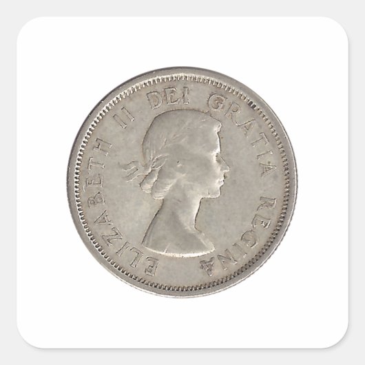 1964 Kanadisches Viertel Quadratischer Aufkleber (Vorderseite)