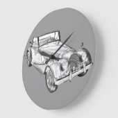 1964 Morgan Plus 4 Sports Car Illustration Große Wanduhr (Winkel)