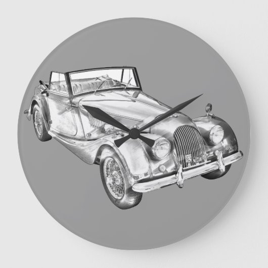 1964 Morgan Plus 4 Sports Car Illustration Große Wanduhr (Vorderseite)