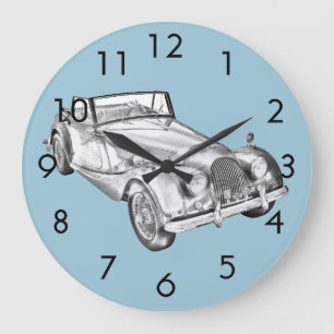 1964 Morgan Plus 4 Sports Car Illustration Große Wanduhr