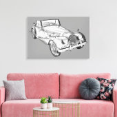 1964 Morgan Plus 4 Sportwagen Illustration Leinwanddruck (Insitu (Wohnzimmer))