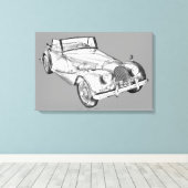 1964 Morgan Plus 4 Sportwagen Illustration Leinwanddruck (Insitu (Holzboden))