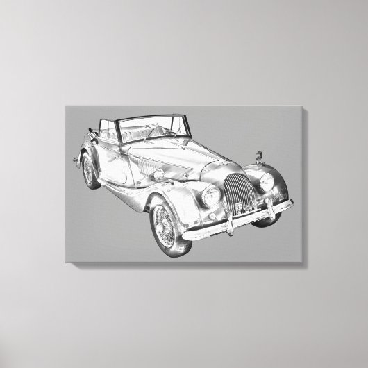1964 Morgan Plus 4 Sportwagen Illustration Leinwanddruck (Vorderseite)