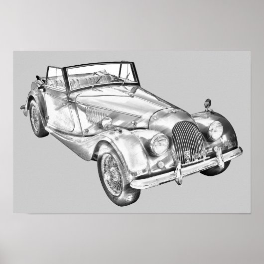 1964 Morgan Plus 4 Sportwagen Illustration Poster (Vorne)