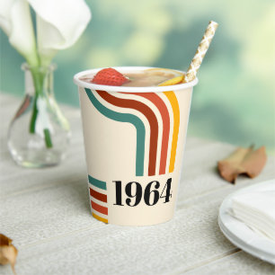 1964 Retro Stripe Vintage Poster Pappbecher