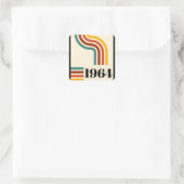 1964 Retro Stripe Vintage Poster Quadratischer Aufkleber (Tasche)