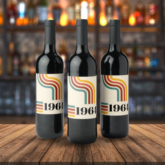 1964 Retro Stripe Vintage Poster Weinetikett