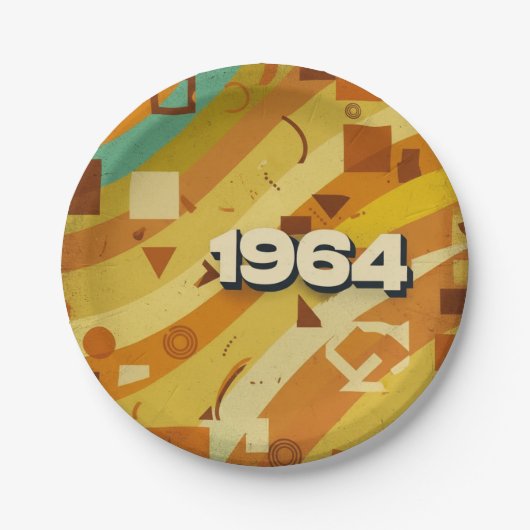 1964 - Retro Vintager 60er Geometric Design - Pappteller (Vorderseite)