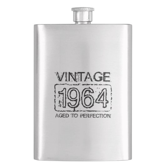 1964 Stahlkolben | Vintage Geburtstagsgeschenk Flachmann (Vorderseite)