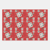 1964 Weihnachten Briefmarke auf Rot. Schleifpapier Geschenkpapier Set (Vorderseite)