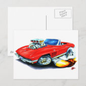 1965 Corvette Red Convertible Postkarte (Vorne/Hinten)