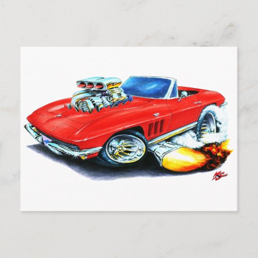 1965 Corvette Red Convertible Postkarte (Vorderseite)