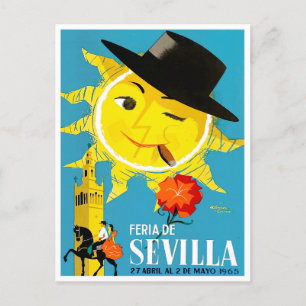 1965 Feria de Sevilla Vintage-Reise Postkarte