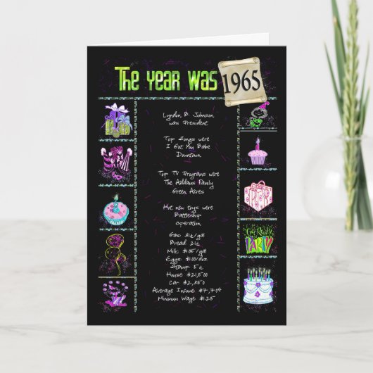 1965 Geburtstagspass-Fakten Karte (Vorderseite)