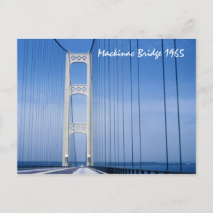 1965 Mackinac Bridge Postcard Postkarte