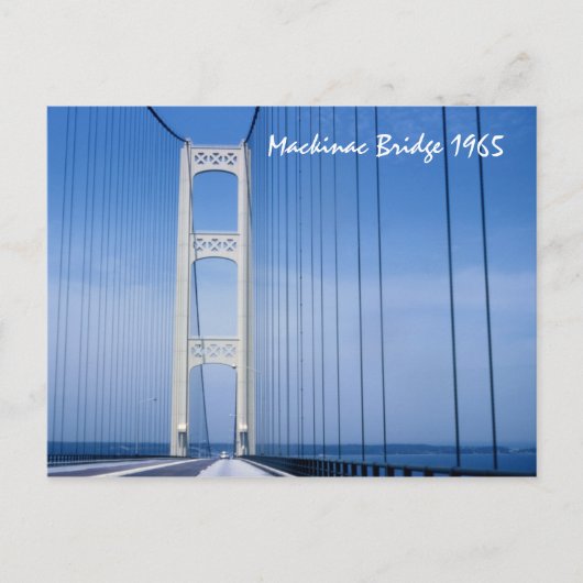 1965 Mackinac Bridge Postcard Postkarte (Vorderseite)