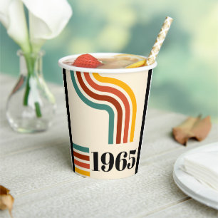 1965 Retro Stripe Vintage Poster Pappbecher