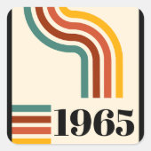1965 Retro Stripe Vintage Poster Quadratischer Aufkleber (Vorderseite)