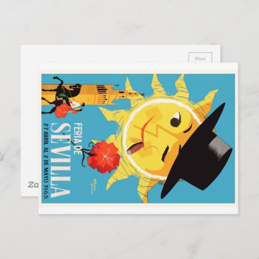 1965 Sevilla Spanien April Fair Poster Postkarte (Vorne/Hinten)