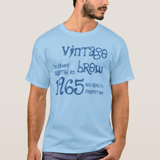 1965 Vintage Brew Spaß 50. Geburtstag Blau T-Shirt (Vorderseite)