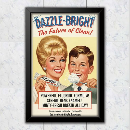 1965 Vintage Dazzle-Bright Toothpaste Advertising Poster