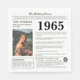 1965 Zeitung Geburtstags-Trivia  Serviette