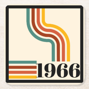 1966 60. Geburtstag Retro-Streifen Vintage Rechteckiger Pappuntersetzer