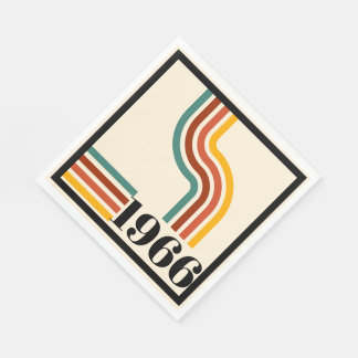 1966 60th Birthday Retro Stripe Vintage  Serviette