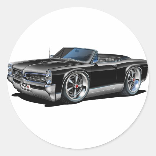 1966/67 GTO Black Convertible Runder Aufkleber (Vorderseite)