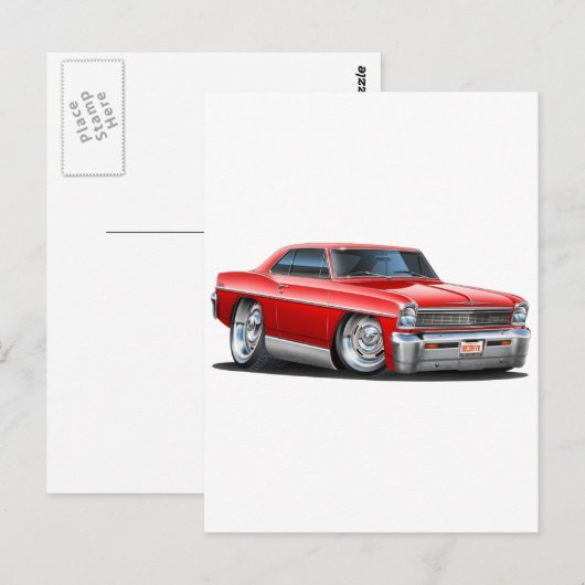 1966-67 Nova Red Car Postkarte (Vorne/Hinten)