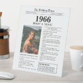 1966 Birthday Newspaper Tabletop Pedestal Sign Sockelschild (In Situ)