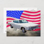 1966 Chevrolet Caprice mit amerikanischer Flagge Postkarte (Vorne/Hinten)