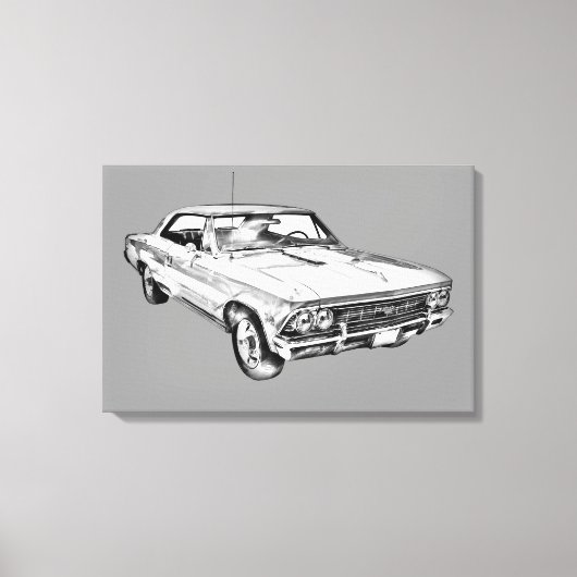 1966 Chevy Chevelle SS 396 Illustration Leinwanddruck (Vorderseite)